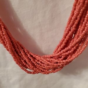 LOFT coral multi strand necklace
